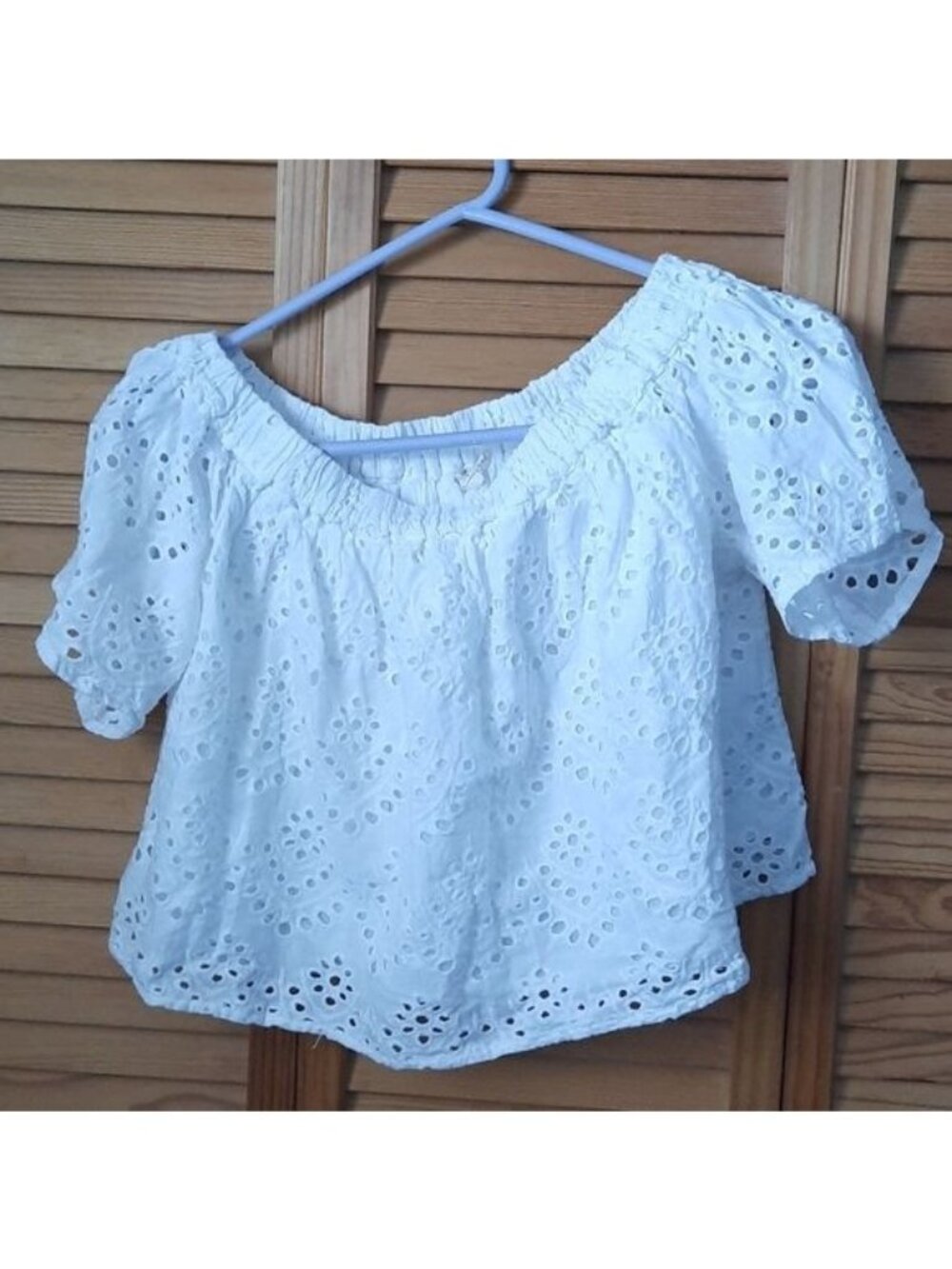 Rebellion White Eyelet Off the Shoulder Crop Top